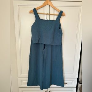 2 Piece Square Neck Linen Crop Top and Wide Leg Pants Set size Medium